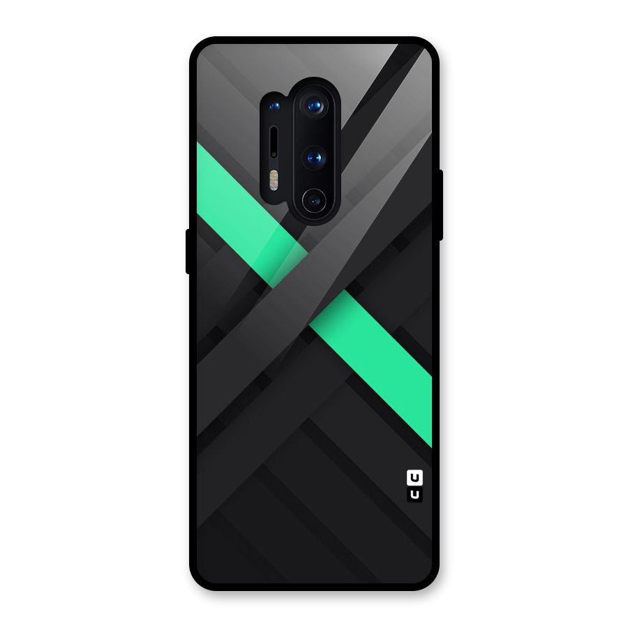 Green Stripe Diagonal Glass Back Case for OnePlus 8 Pro
