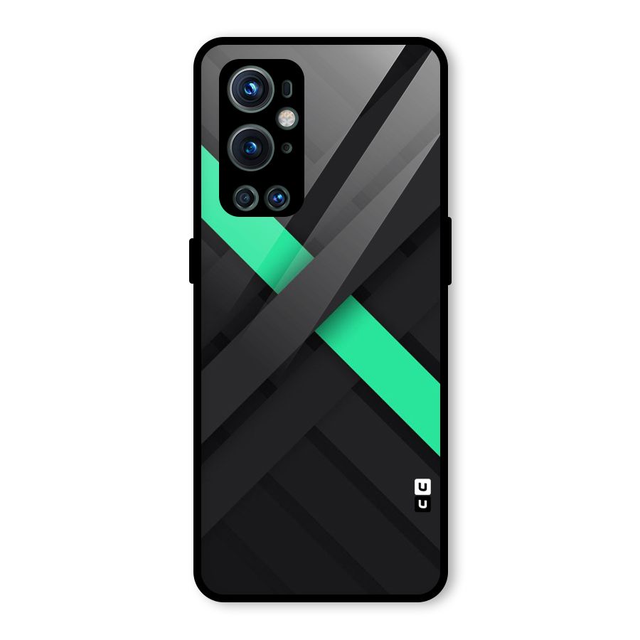 Green Stripe Diagonal Glass Back Case for OnePlus 9 Pro