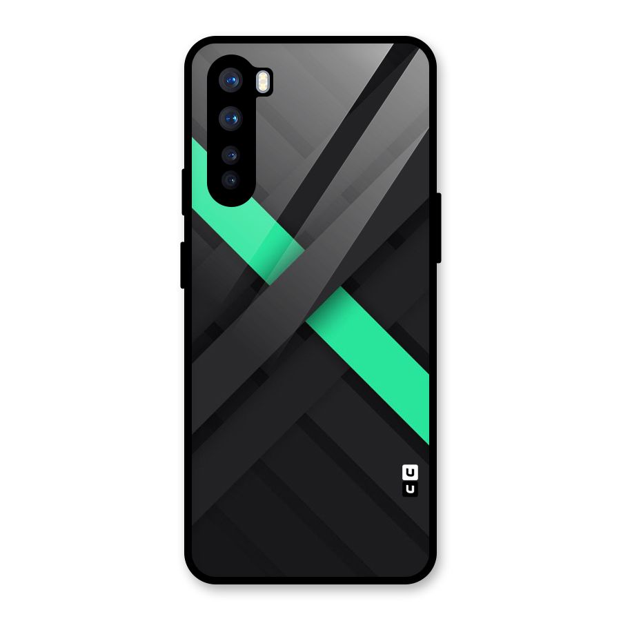 Green Stripe Diagonal Glass Back Case for OnePlus Nord
