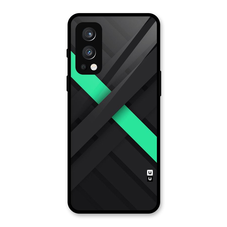 Green Stripe Diagonal Glass Back Case for OnePlus Nord 2 5G
