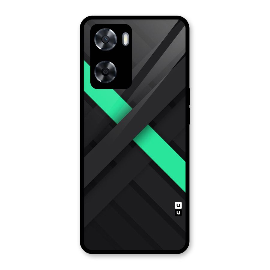 Green Stripe Diagonal Glass Back Case for Oppo A57 2022