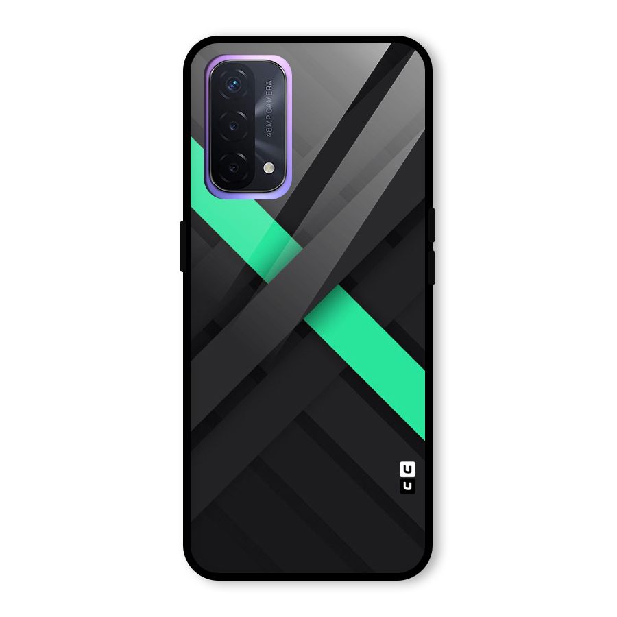 Green Stripe Diagonal Glass Back Case for Oppo A74 5G