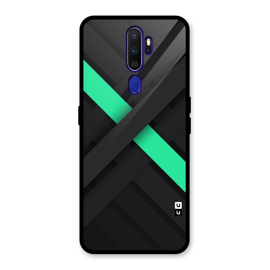 Green Stripe Diagonal Glass Back Case for Oppo A9 (2020)