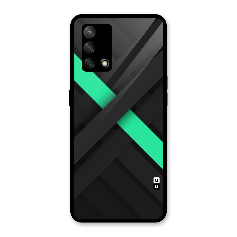 Green Stripe Diagonal Glass Back Case for Oppo F19