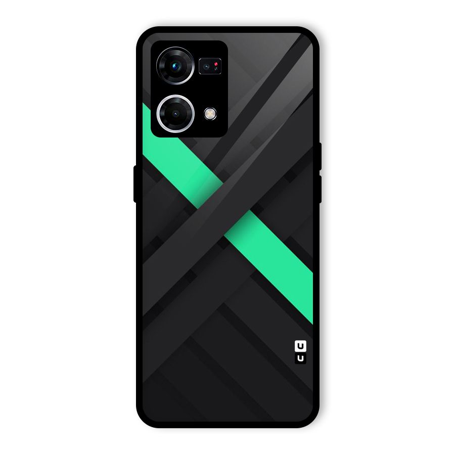 Green Stripe Diagonal Glass Back Case for Oppo F21 Pro 4G
