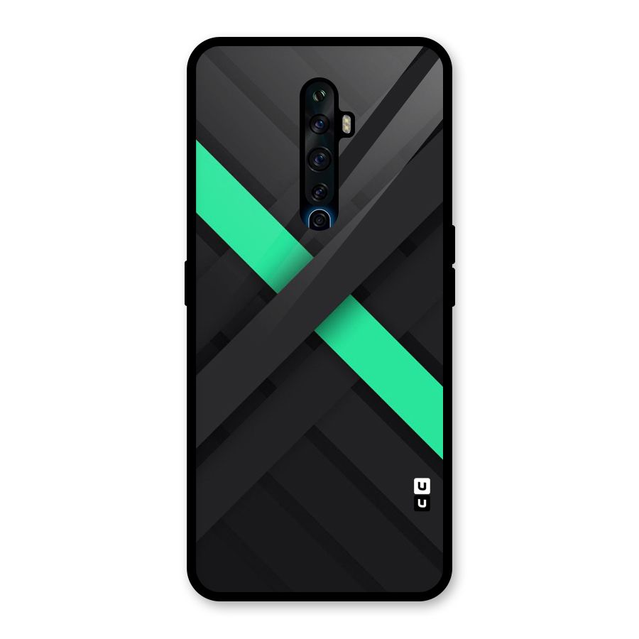 Green Stripe Diagonal Glass Back Case for Oppo Reno2 Z