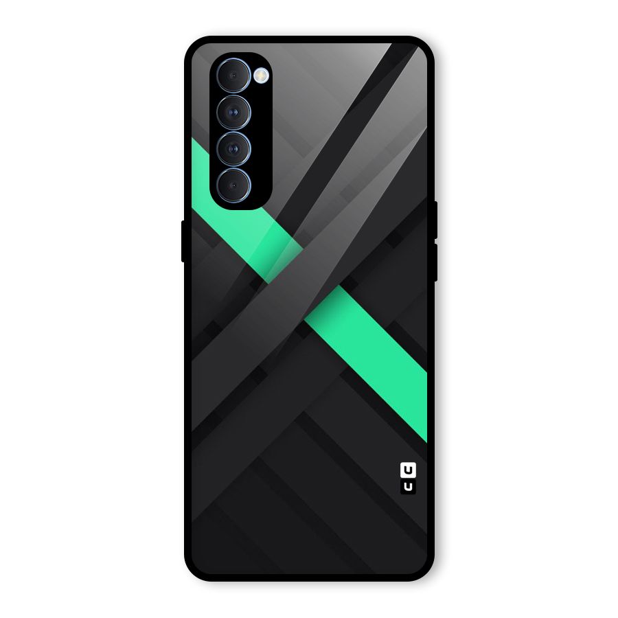 Green Stripe Diagonal Glass Back Case for Oppo Reno4 Pro