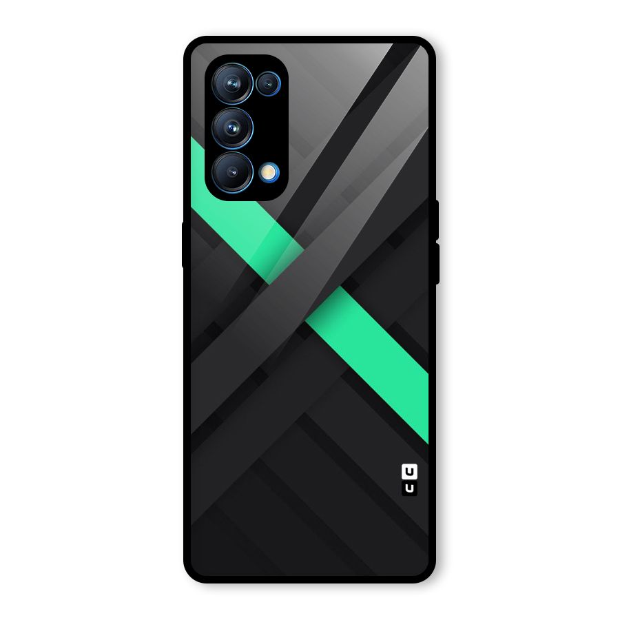 Green Stripe Diagonal Glass Back Case for Oppo Reno5 Pro 5G