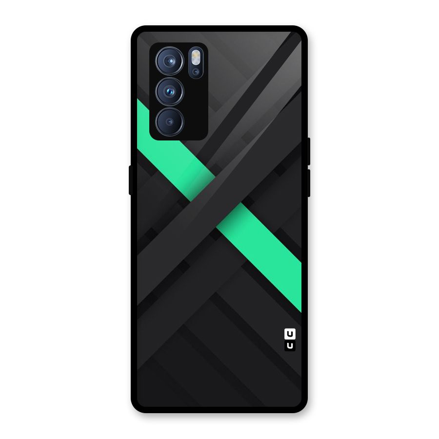 Green Stripe Diagonal Glass Back Case for Oppo Reno6 Pro 5G