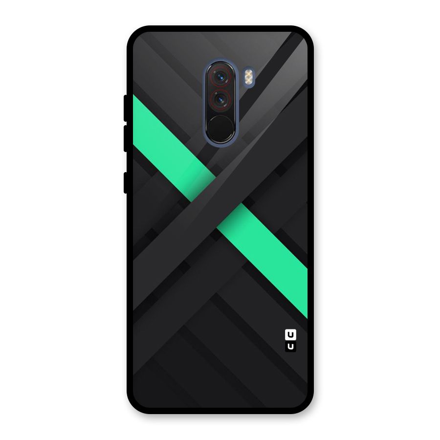 Green Stripe Diagonal Glass Back Case for Poco F1