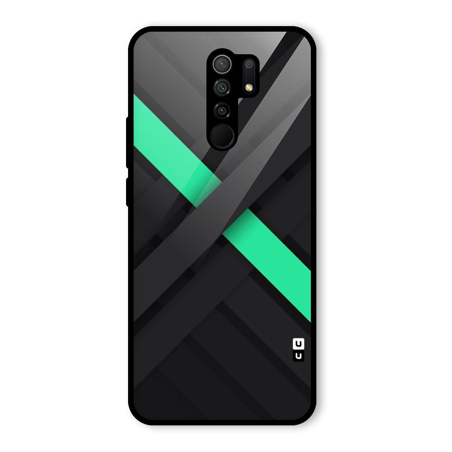 Green Stripe Diagonal Glass Back Case for Poco M2