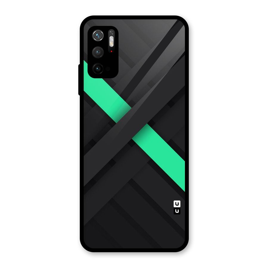 Green Stripe Diagonal Glass Back Case for Poco M3 Pro 5G