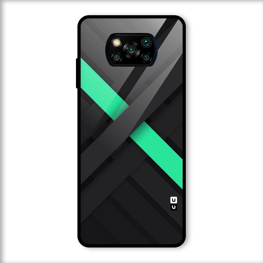 Green Stripe Diagonal Glass Back Case for Poco X3
