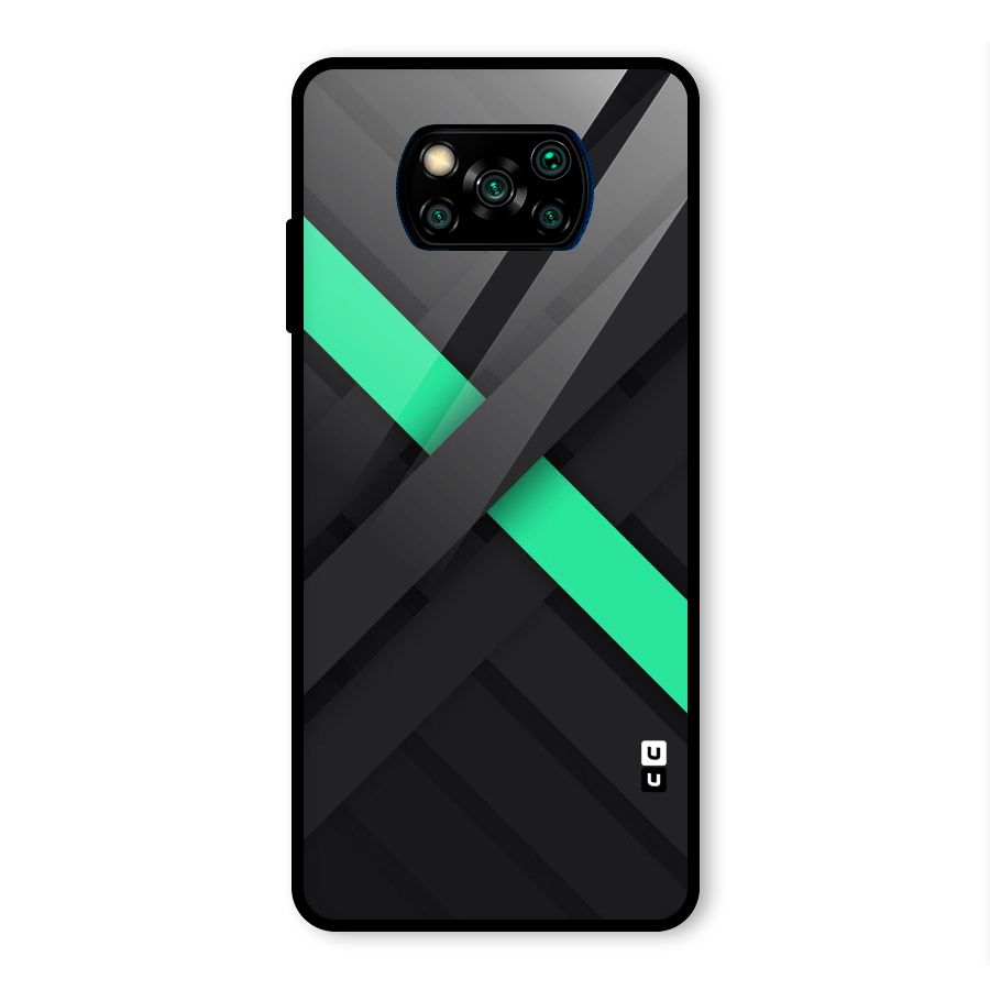 Green Stripe Diagonal Glass Back Case for Poco X3 Pro