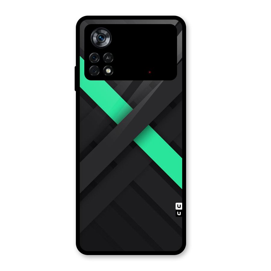 Green Stripe Diagonal Glass Back Case for Poco X4 Pro 5G