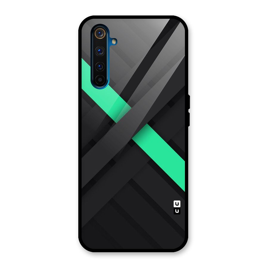Green Stripe Diagonal Glass Back Case for Realme 6 Pro