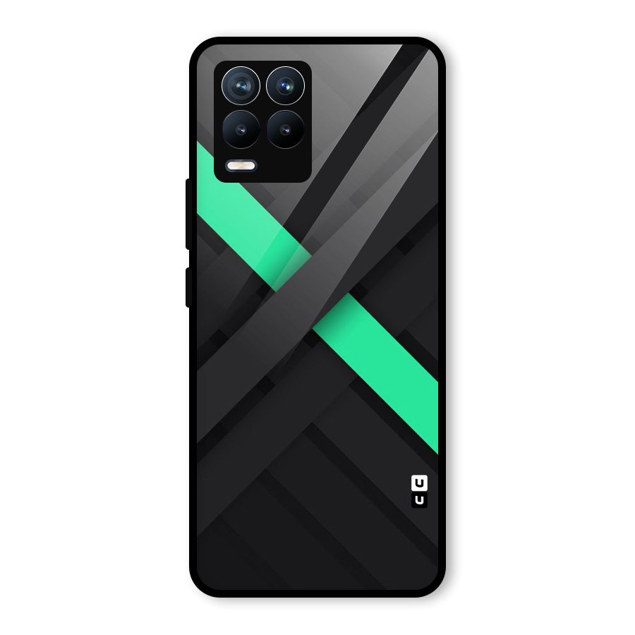 Green Stripe Diagonal Glass Back Case for Realme 8 Pro