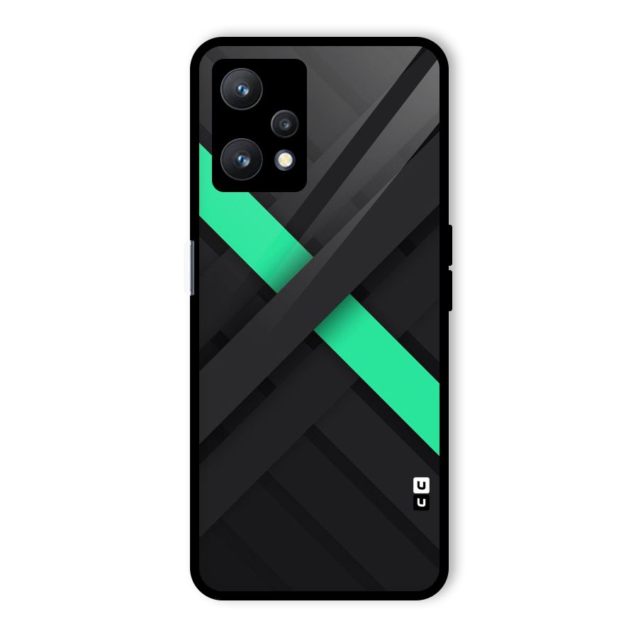 Green Stripe Diagonal Glass Back Case for Realme 9 Pro 5G
