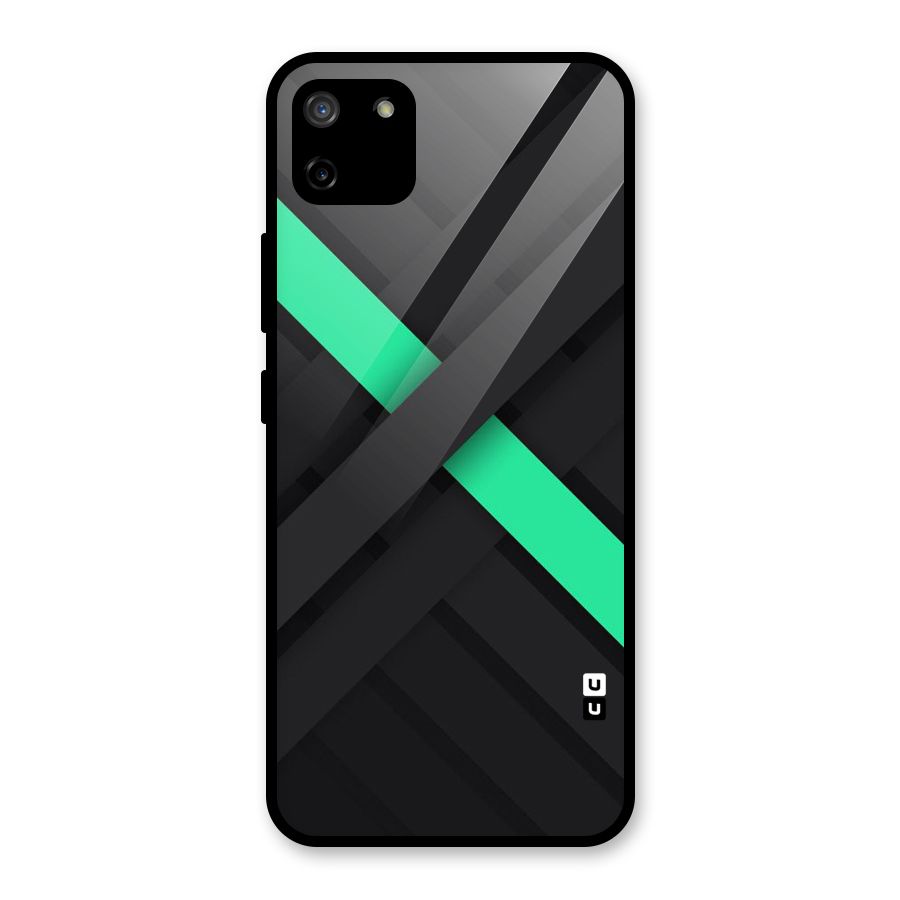Green Stripe Diagonal Glass Back Case for Realme C11