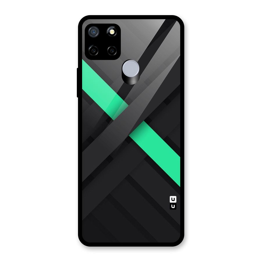 Green Stripe Diagonal Glass Back Case for Realme C12