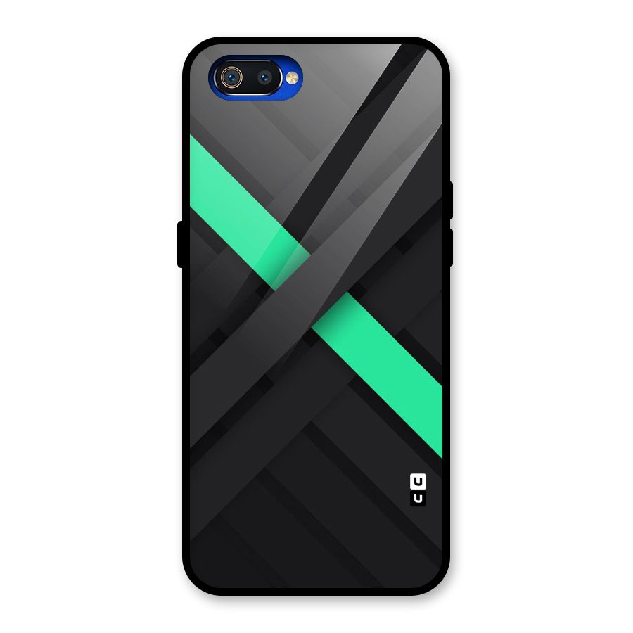 Green Stripe Diagonal Glass Back Case for Realme C2