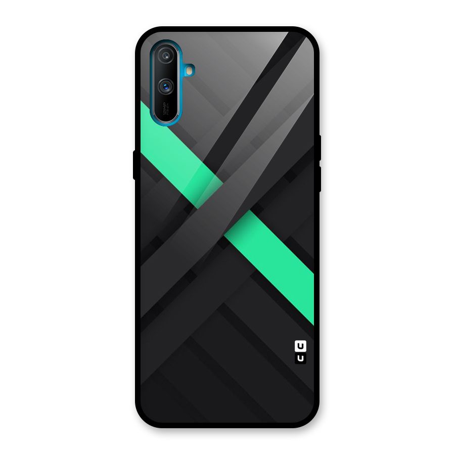 Green Stripe Diagonal Glass Back Case for Realme C3
