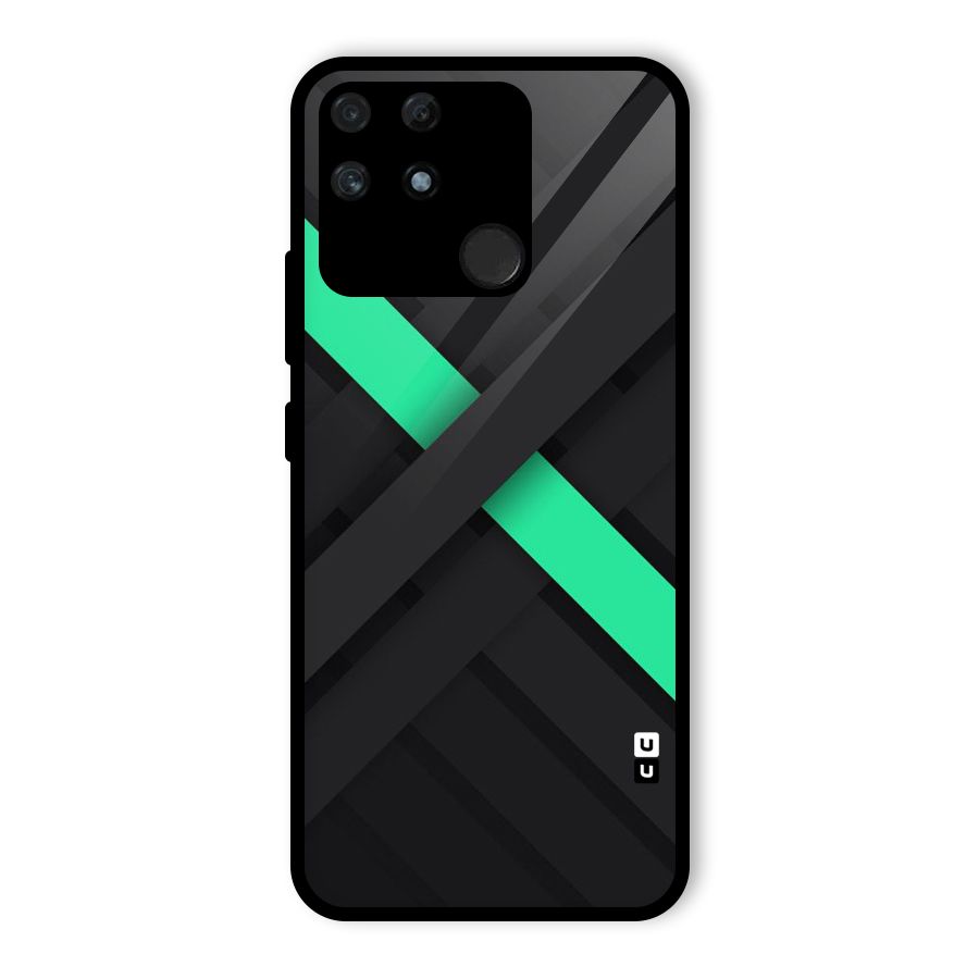 Green Stripe Diagonal Glass Back Case for Realme Narzo 50A