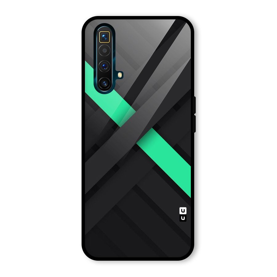 Green Stripe Diagonal Glass Back Case for Realme X3 SuperZoom