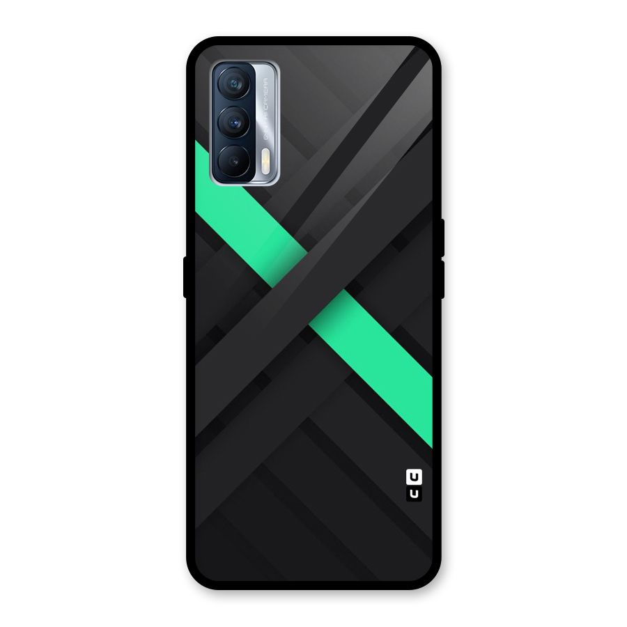 Green Stripe Diagonal Glass Back Case for Realme X7