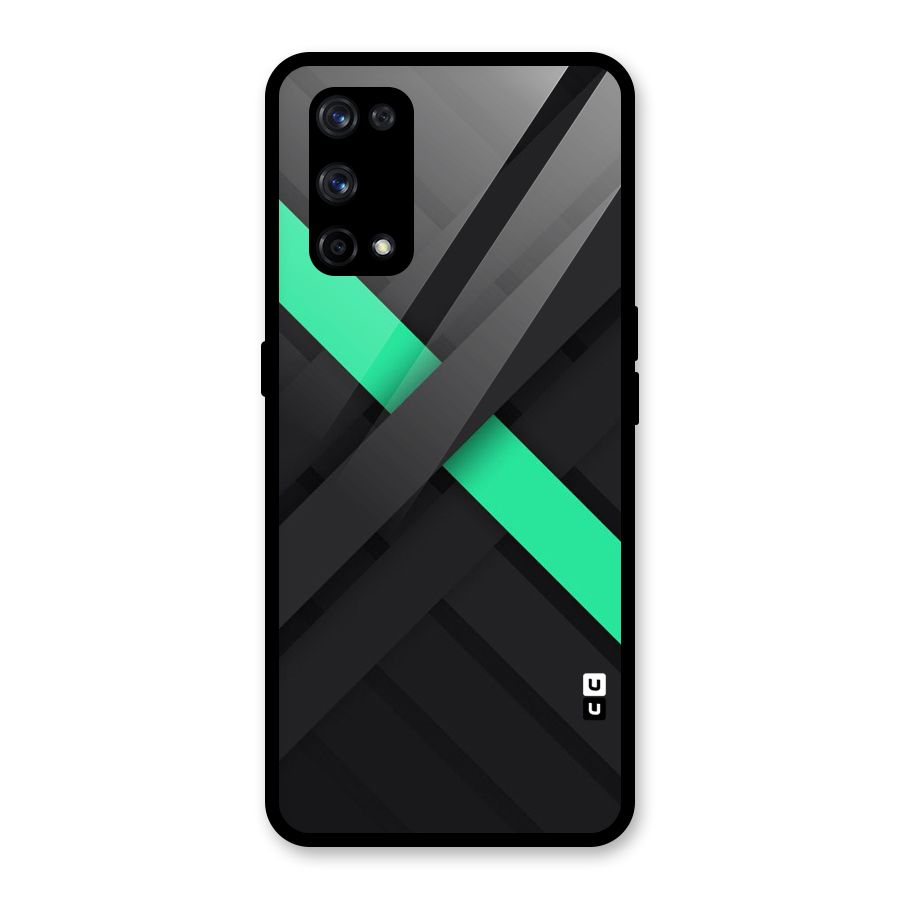 Green Stripe Diagonal Glass Back Case for Realme X7 Pro