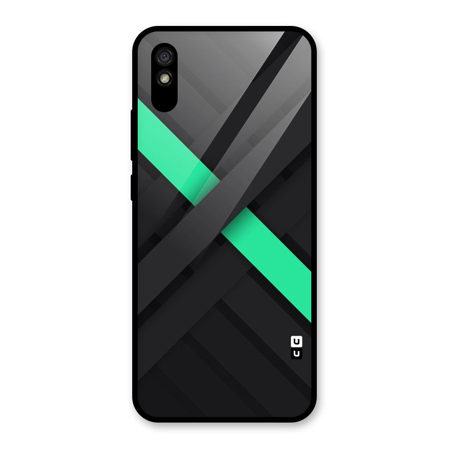Green Stripe Diagonal Glass Back Case for Redmi 9A
