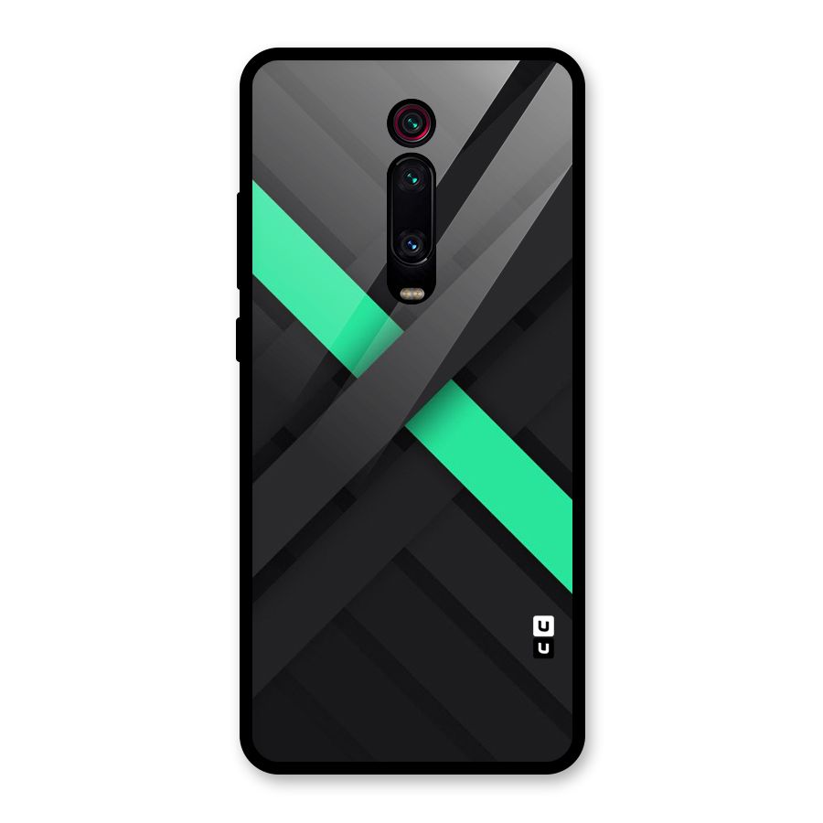 Green Stripe Diagonal Glass Back Case for Redmi K20 Pro