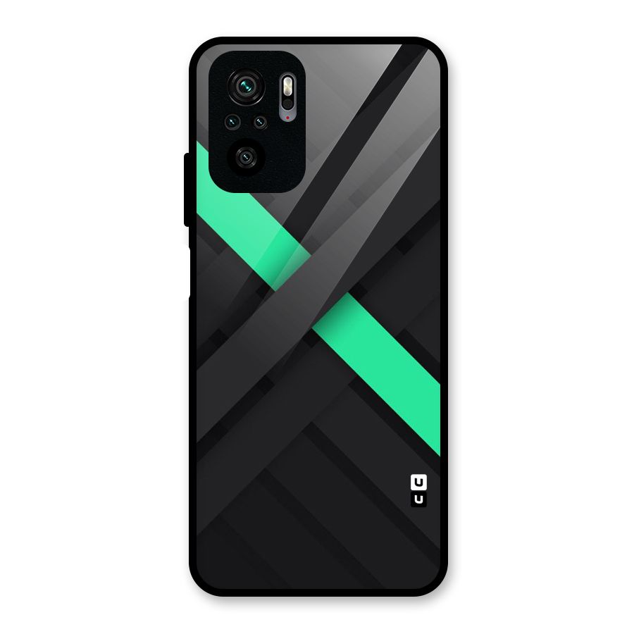 Green Stripe Diagonal Glass Back Case for Redmi Note 10S