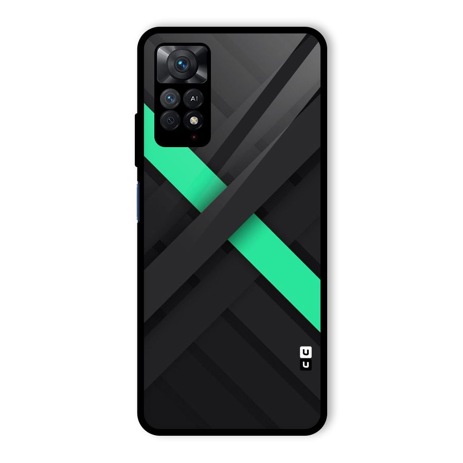 Green Stripe Diagonal Glass Back Case for Redmi Note 11 Pro