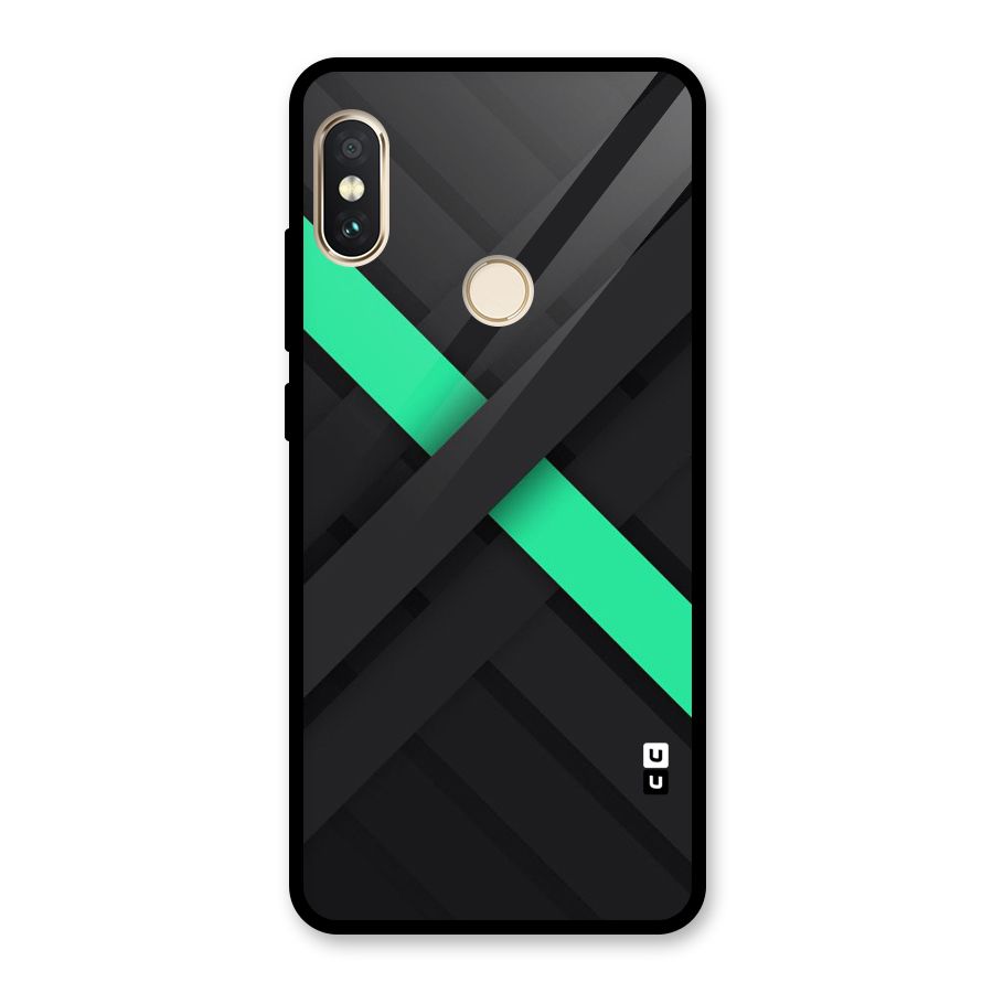 Green Stripe Diagonal Glass Back Case for Redmi Note 5 Pro