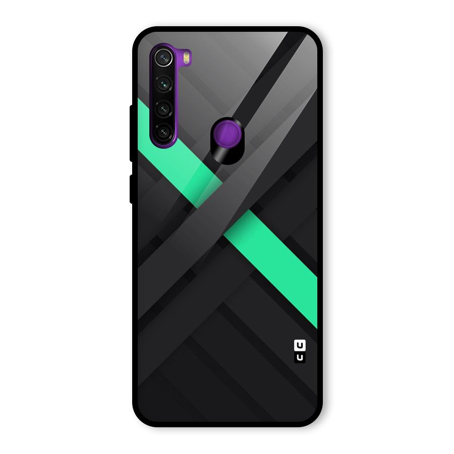 Green Stripe Diagonal Glass Back Case for Redmi Note 8