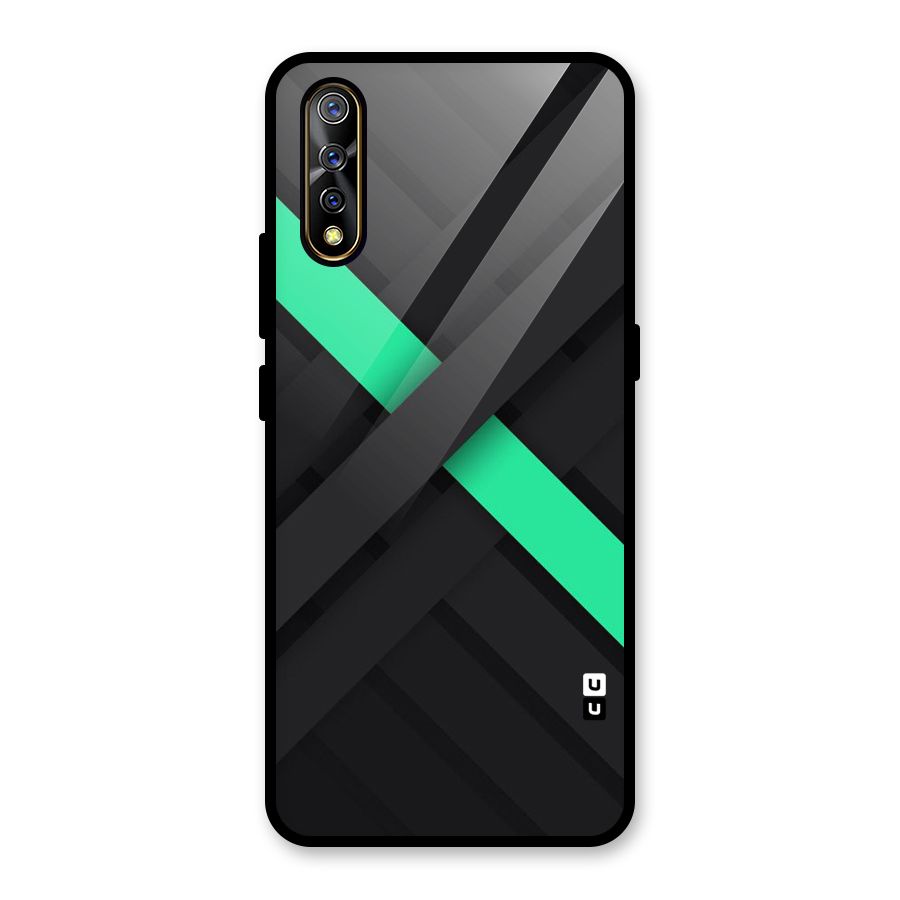 Green Stripe Diagonal Glass Back Case for Vivo S1