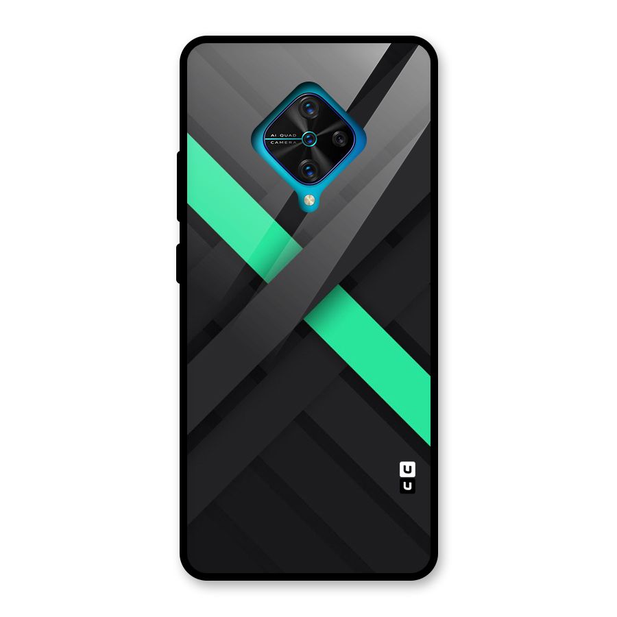 Green Stripe Diagonal Glass Back Case for Vivo S1 Pro