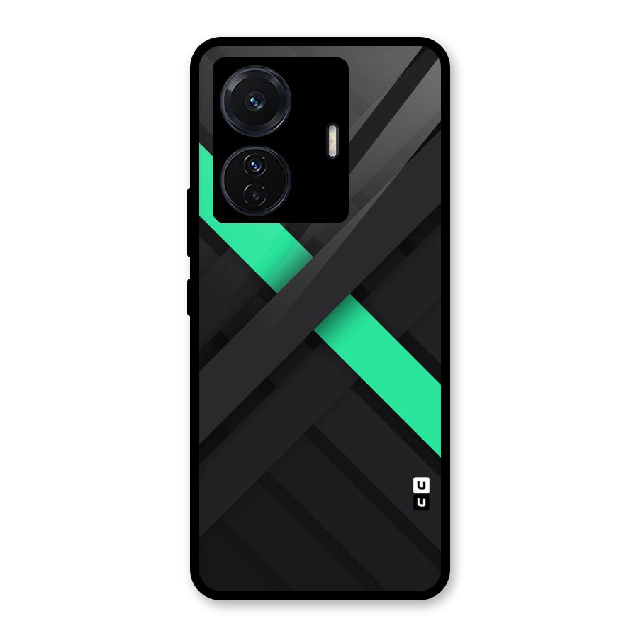 Green Stripe Diagonal Glass Back Case for Vivo T1 Pro