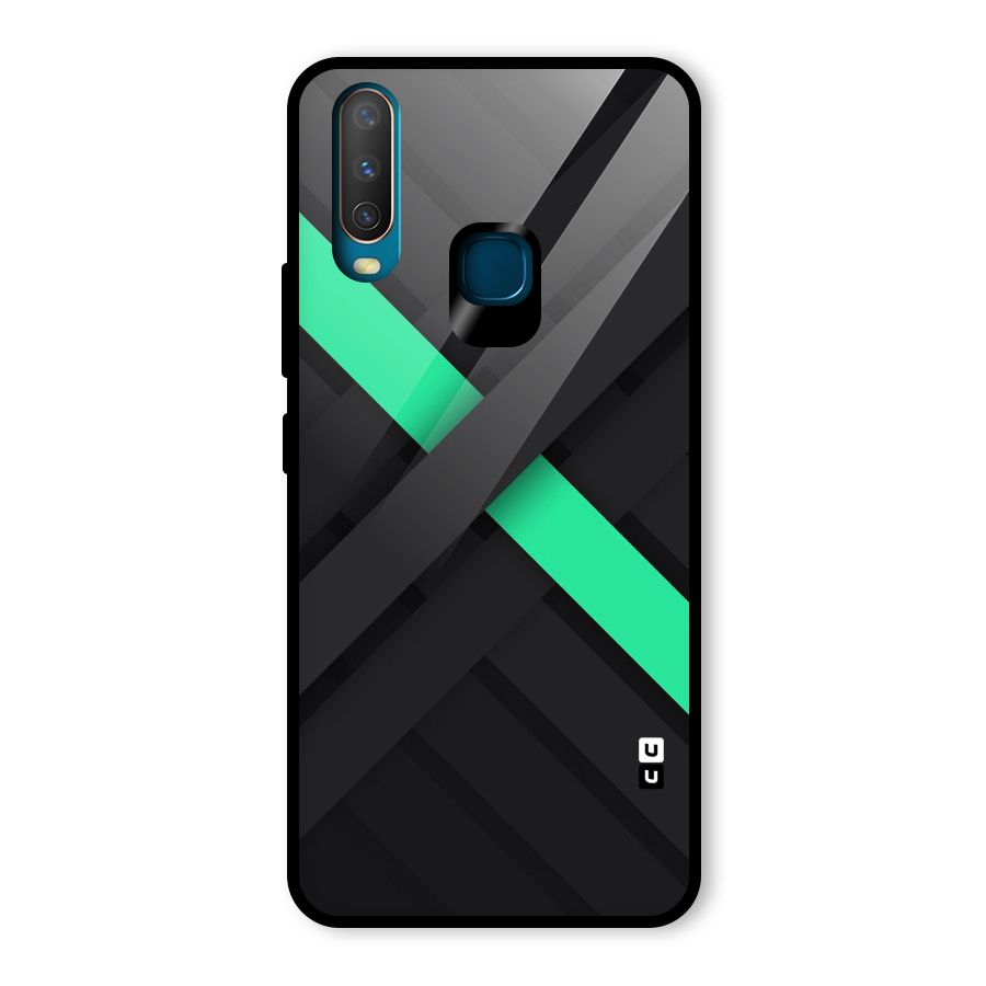 Green Stripe Diagonal Glass Back Case for Vivo U10