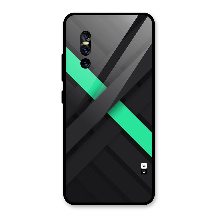 Green Stripe Diagonal Glass Back Case for Vivo V15 Pro