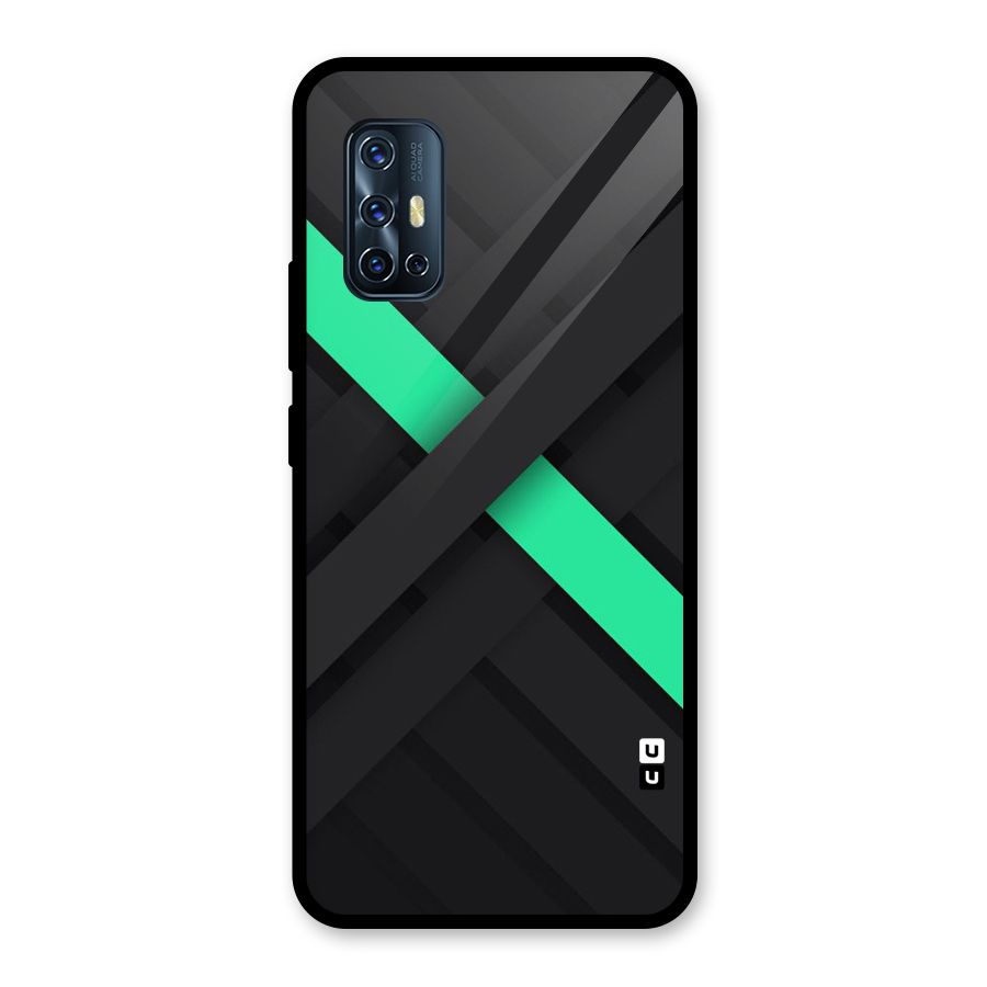 Green Stripe Diagonal Glass Back Case for Vivo V17