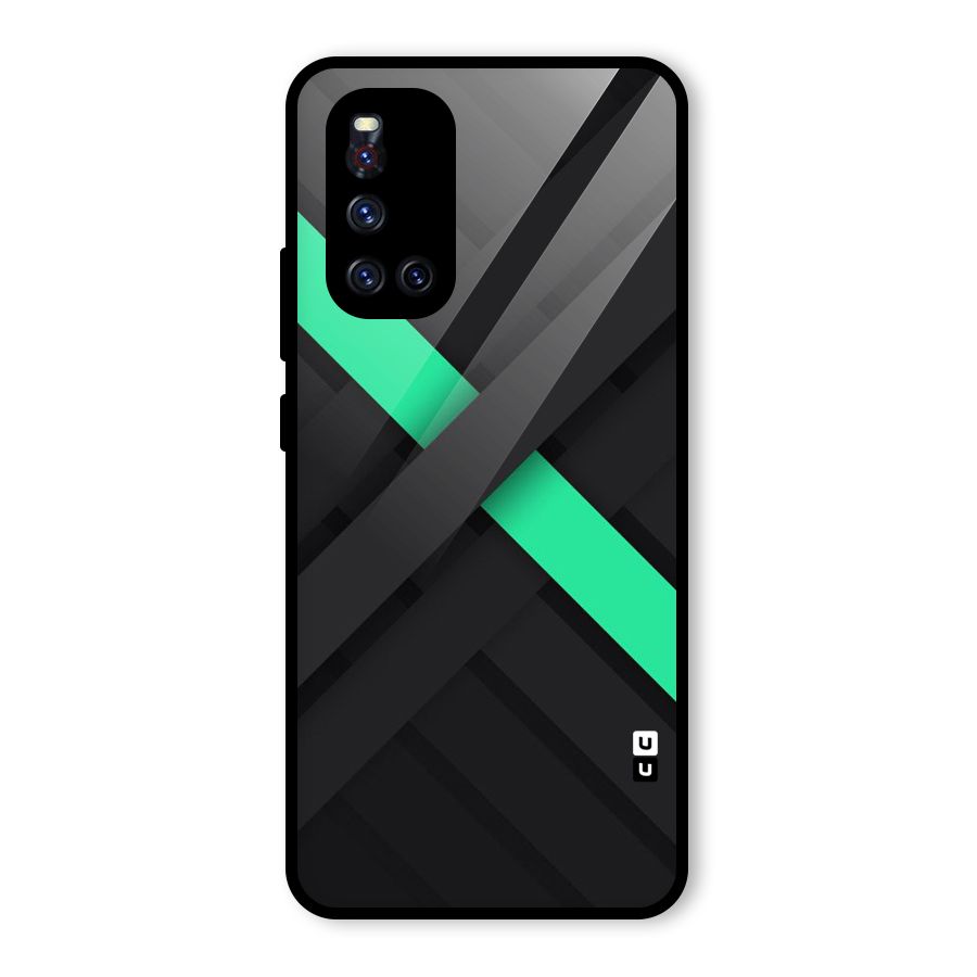 Green Stripe Diagonal Glass Back Case for Vivo V19