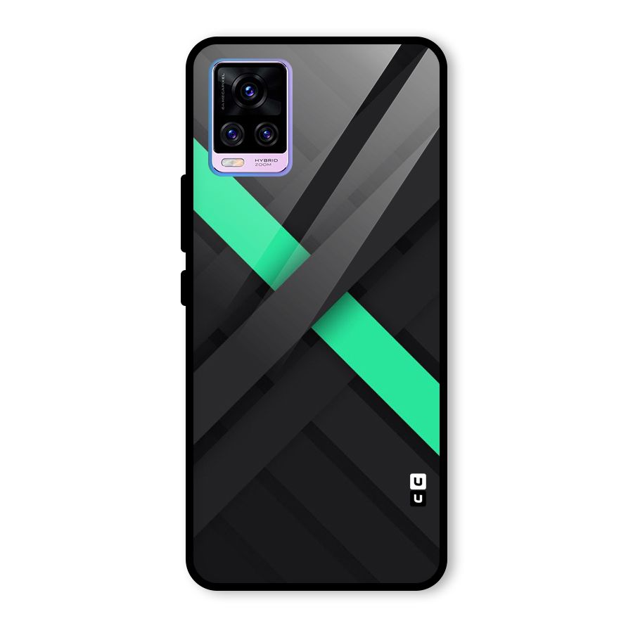 Green Stripe Diagonal Glass Back Case for Vivo V20 Pro