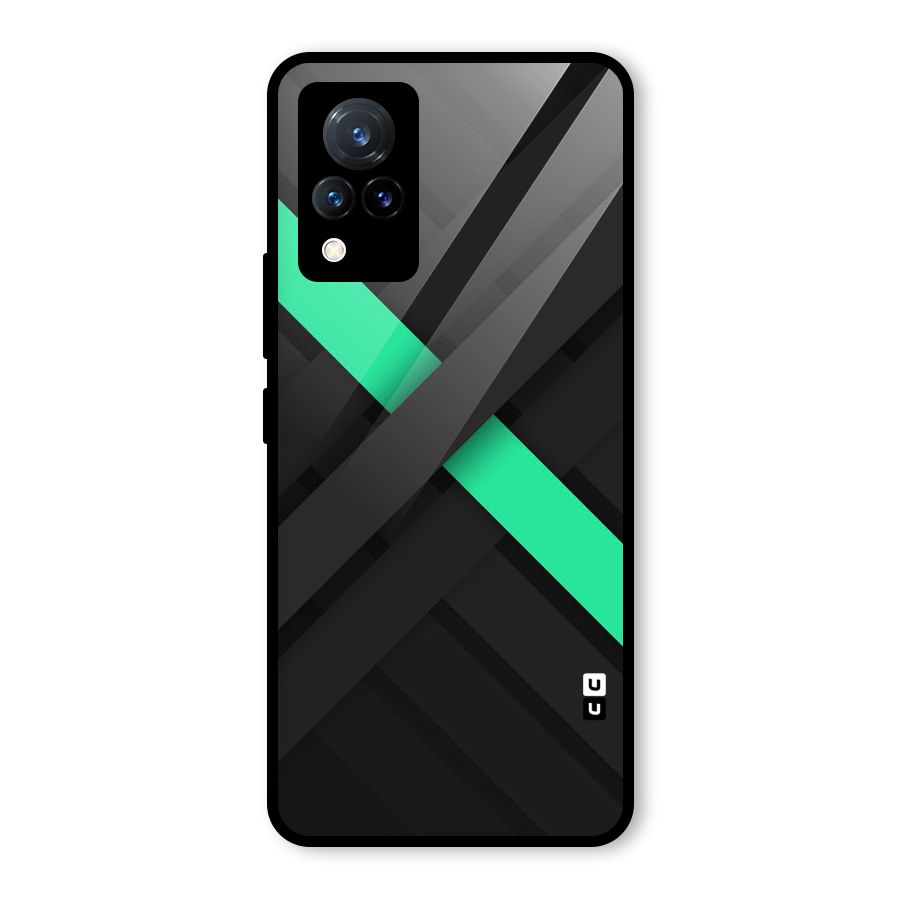 Green Stripe Diagonal Glass Back Case for Vivo V21 5G