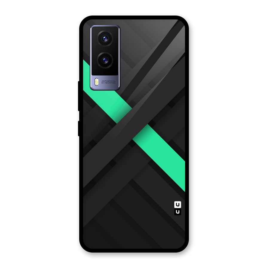 Green Stripe Diagonal Glass Back Case for Vivo V21e 5G