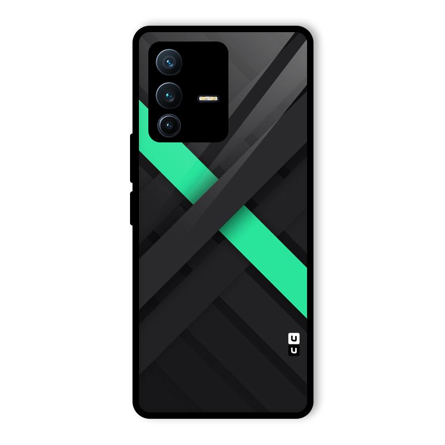 Green Stripe Diagonal Glass Back Case for Vivo V23 Pro