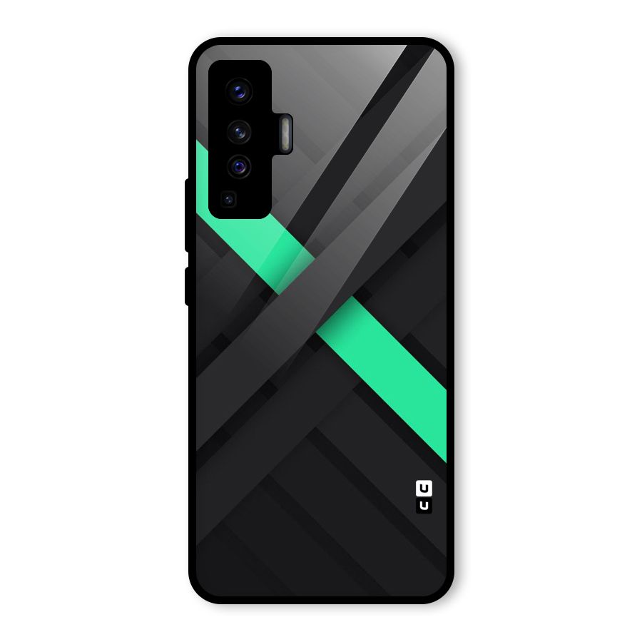 Green Stripe Diagonal Glass Back Case for Vivo X50