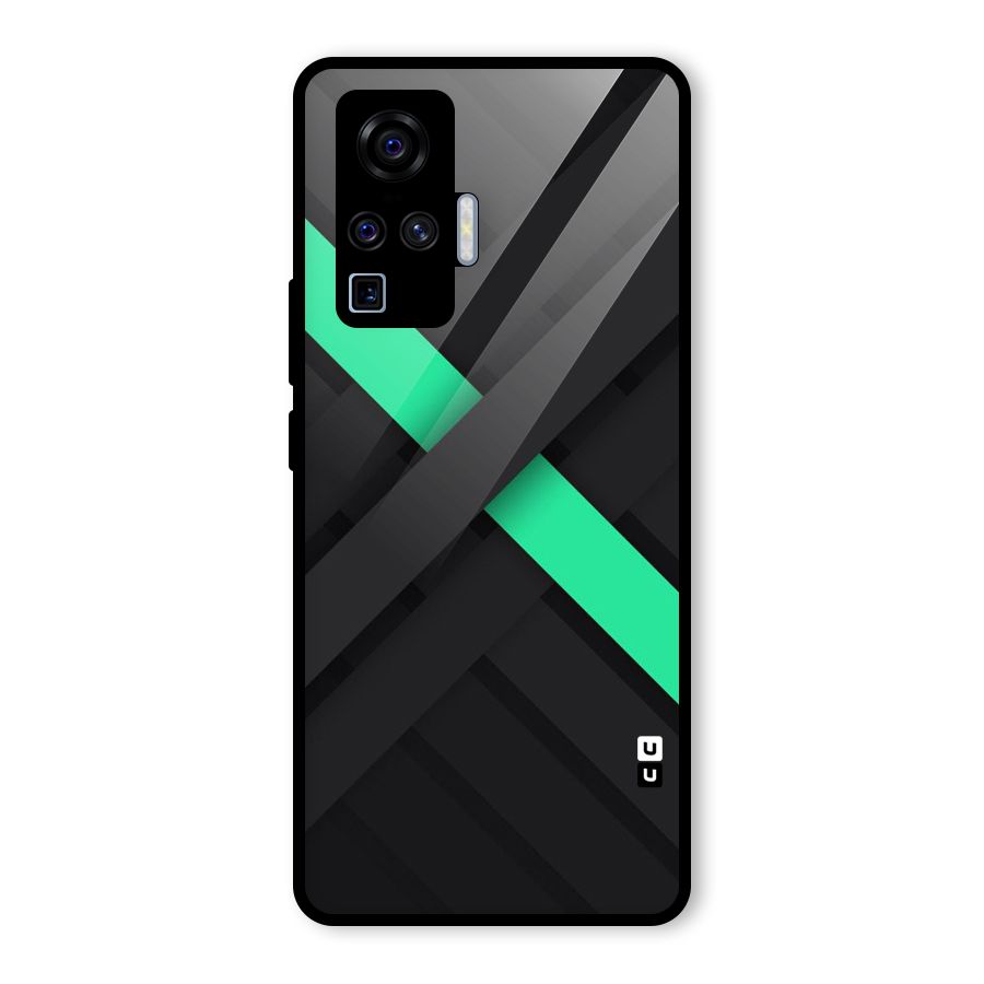Green Stripe Diagonal Glass Back Case for Vivo X50 Pro