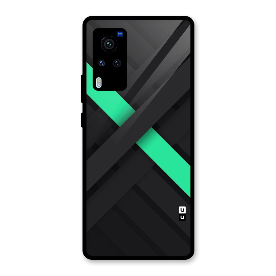 Green Stripe Diagonal Glass Back Case for Vivo X60 Pro